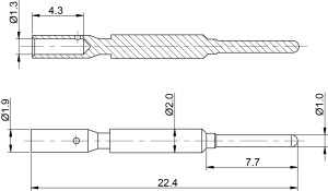 Stiftkontakt gedreht 1,0 mm für 0,34-1,00mm²
