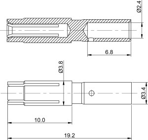 Buchsenkontakt gedreht 2,0 mm für 0,75 -2,50mm² Standard
