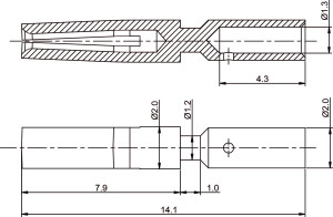 Buchsenkontakt; 1mm; 0,37-0,75mm²; vergoldet; 500 im Beutel