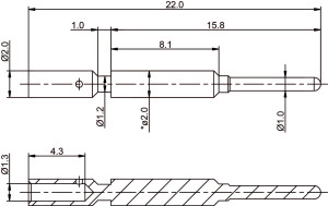 Stiftkontakt; 1mm; 0,37-0,75mm²; vergoldet; 500 im Beutel