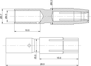 Buchsenkontakt; 3,6mm; 4-10mm²; vergoldet; 500 im Beutel